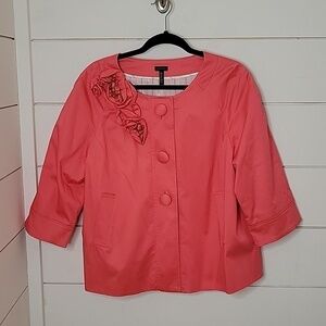 Madison XL pink 3/4 sleeve jacket with floral adornment